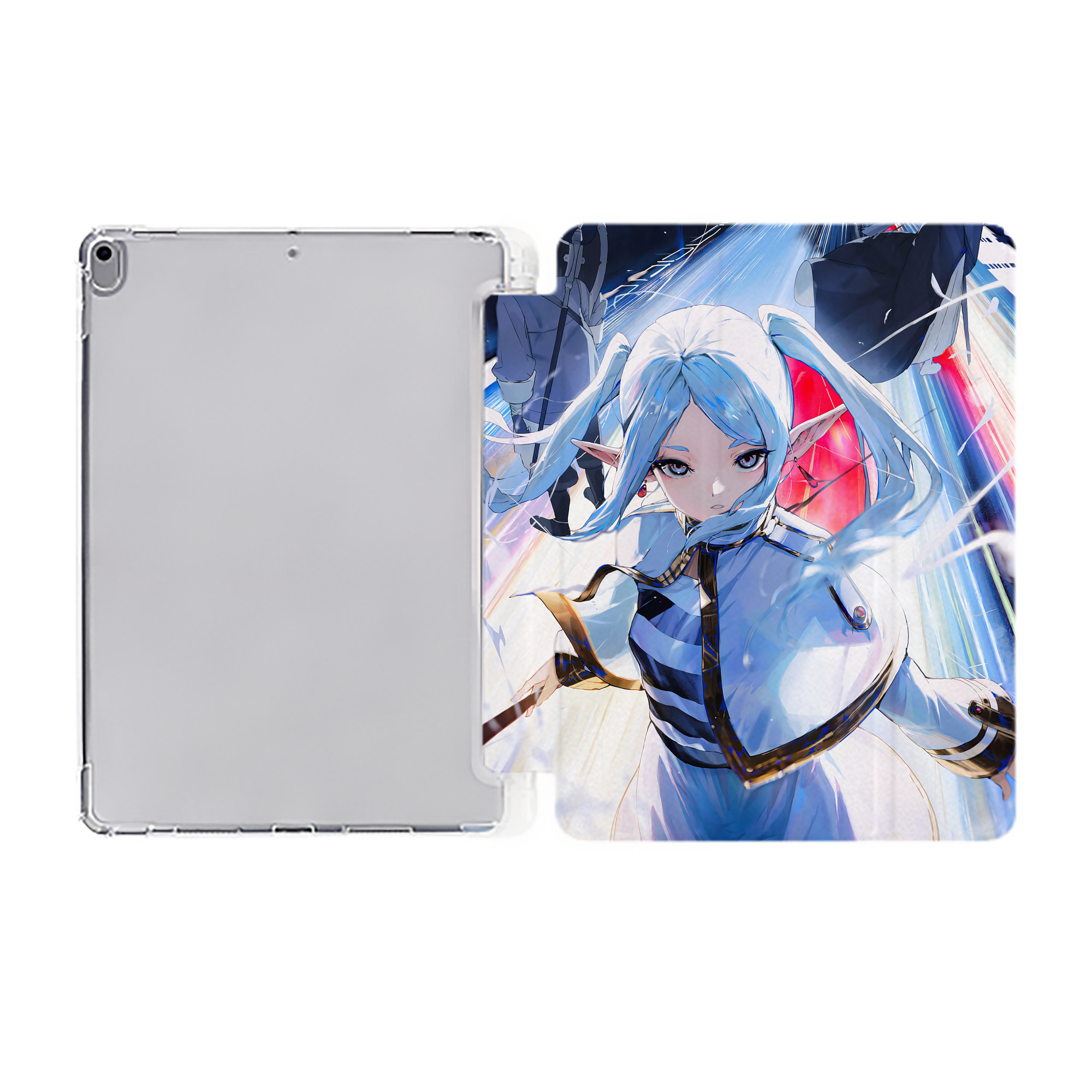 （画像用） 葬送のフリーレン Frieren IPad ケース ペン収納付き 三つ折りスタンド PUレザー×シリコン 対応機種9.5/10.5/10.9インチ